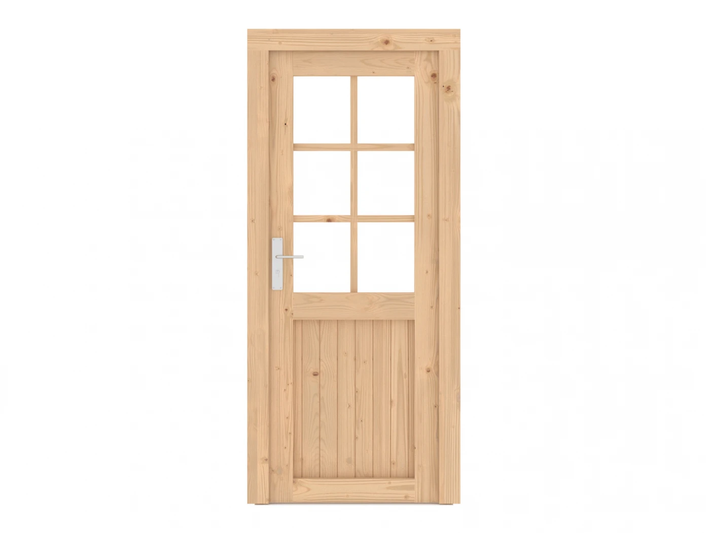 Vuren Enkele Deur 6-ruits Rechtsdraaiend 90 x 202 cm - Afbeelding 1